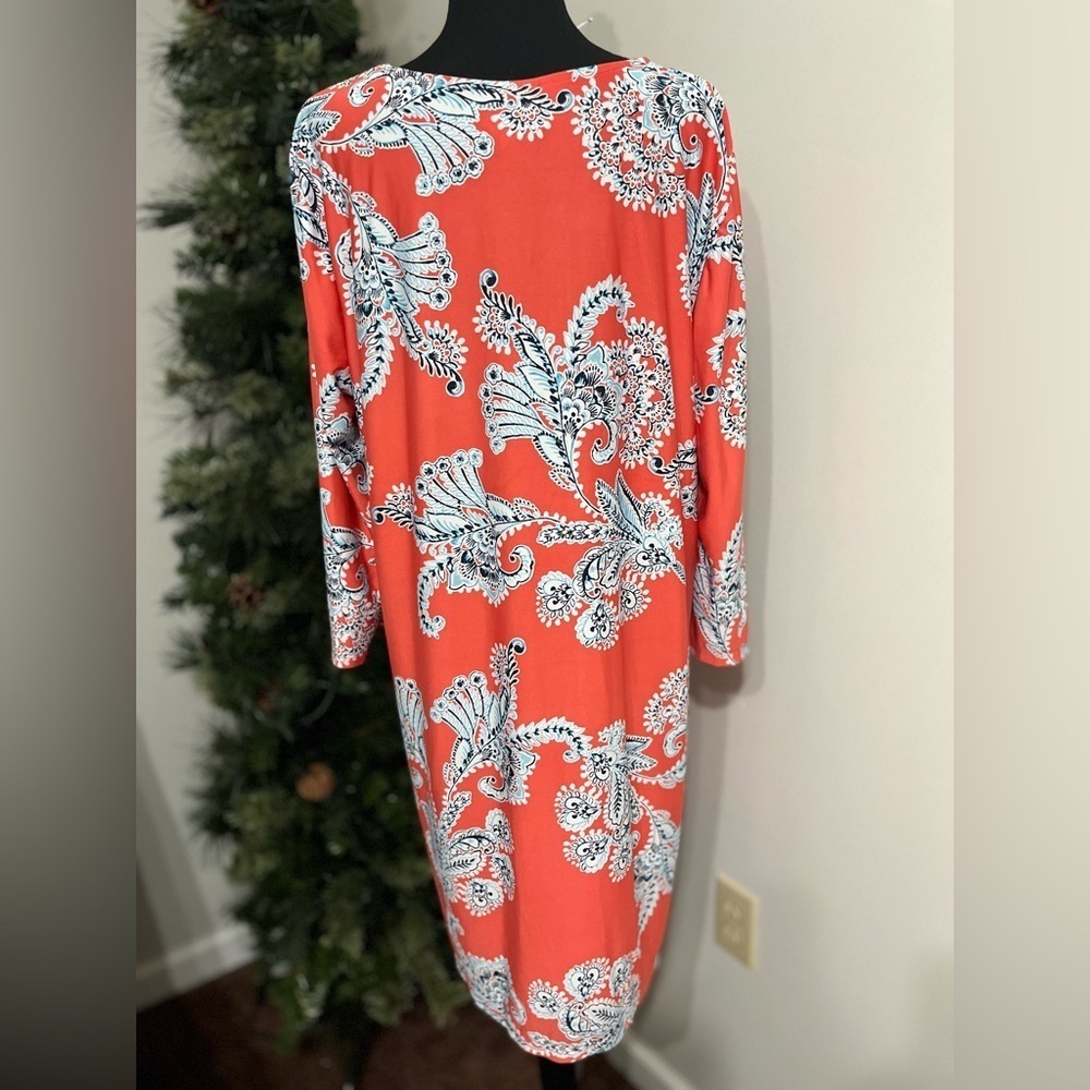 Ruby Rd. Coral and White Paisley Dress - Picture 2 of 6